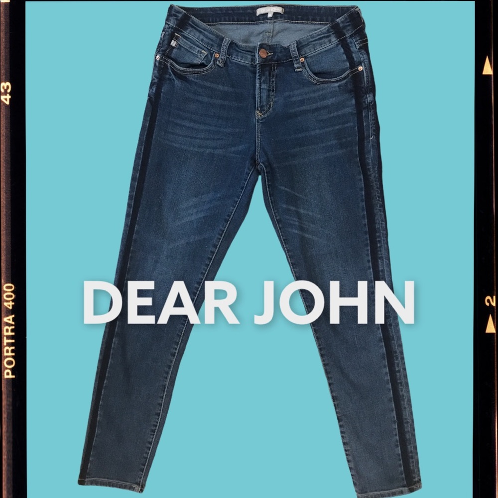 DEAR JOHN brand • Tuxedo stripe jean-Dark Blue-Size 28- EUC!